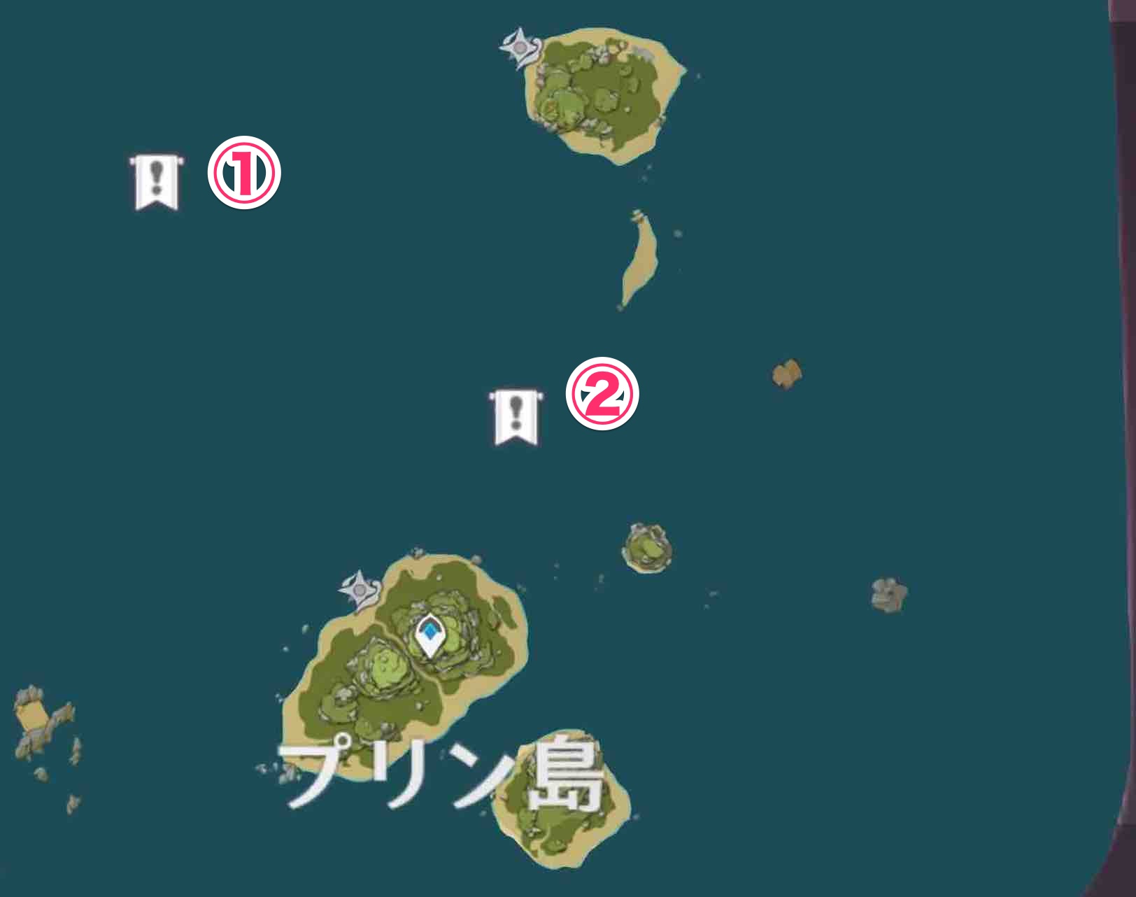 プリン島近海で発生する泡の場所