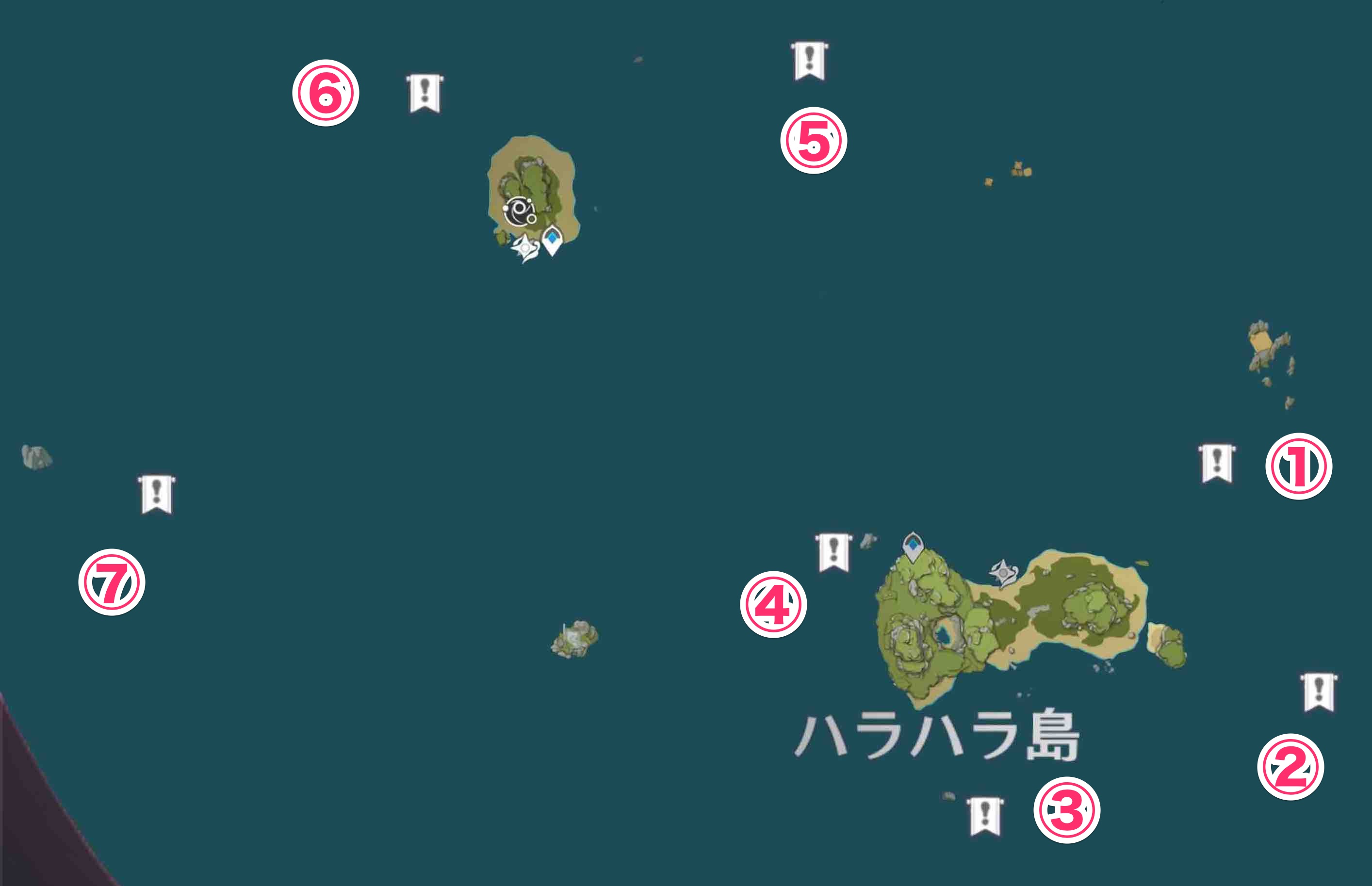 ハラハラ島近海で発生する泡の場所