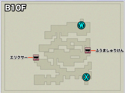 月の地下渓谷B10Fのマップ画像