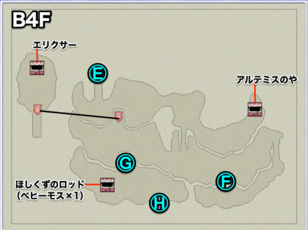 月の地下渓谷B4Fのマップ画像
