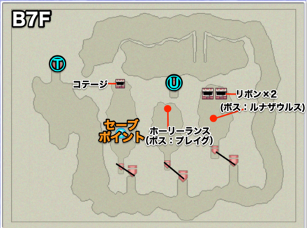 月の地下渓谷B7Fのマップ画像