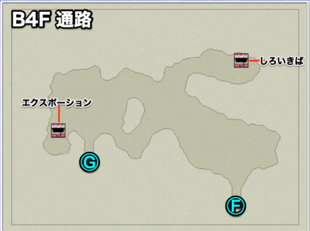 月の地下渓谷B4F通路のマップ画像