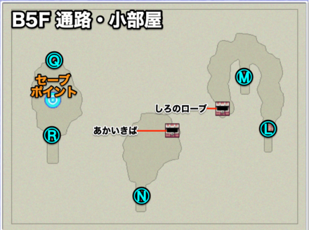 月の地下渓谷B5F小部屋のマップ画像
