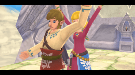 背中を押されるリンク