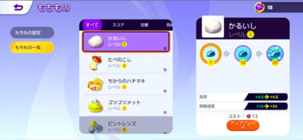 持ち物の強化に使用