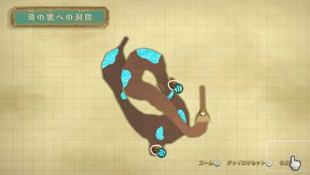 滝の裏への洞窟のマップ