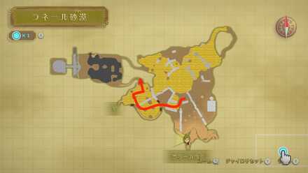 マップ西へのルート