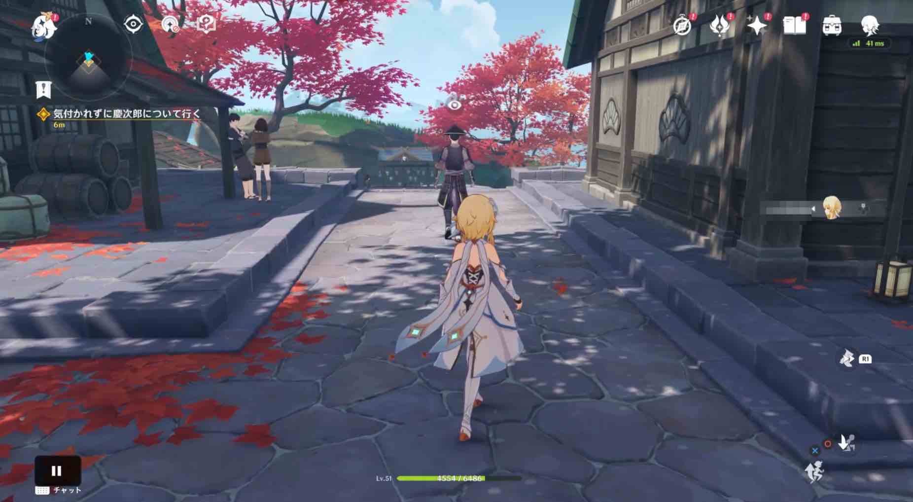 気づかれずに慶次郎について行く