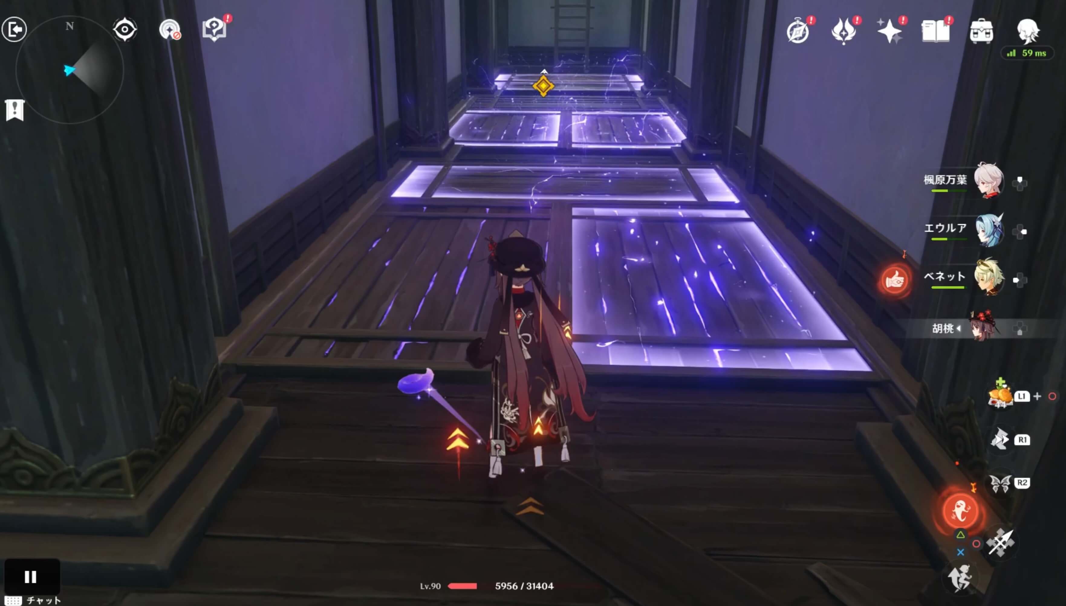 雷ダメージが発生する床に注意しながら先に進む