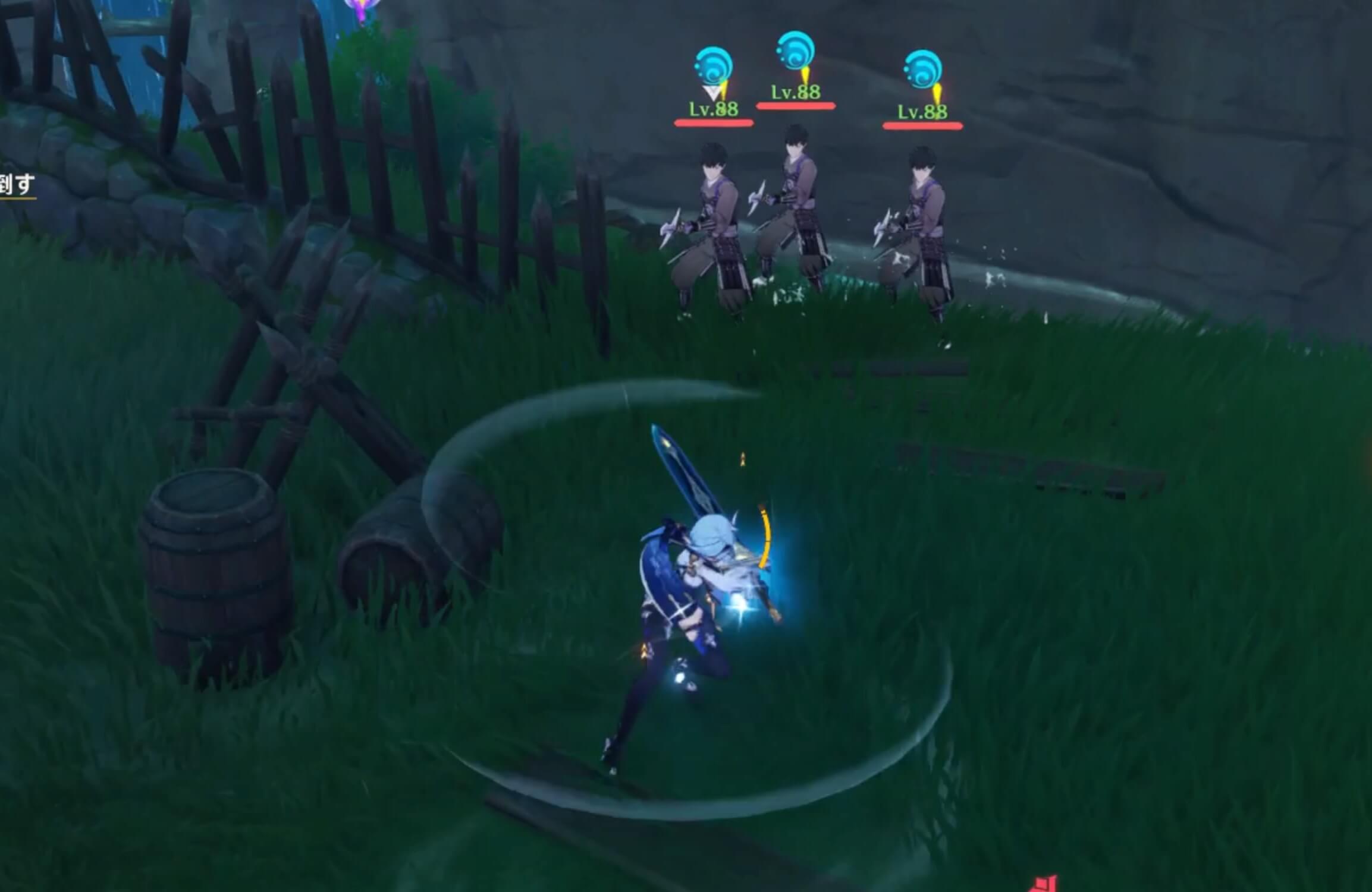 奇襲にきた幕府軍の小隊を倒す