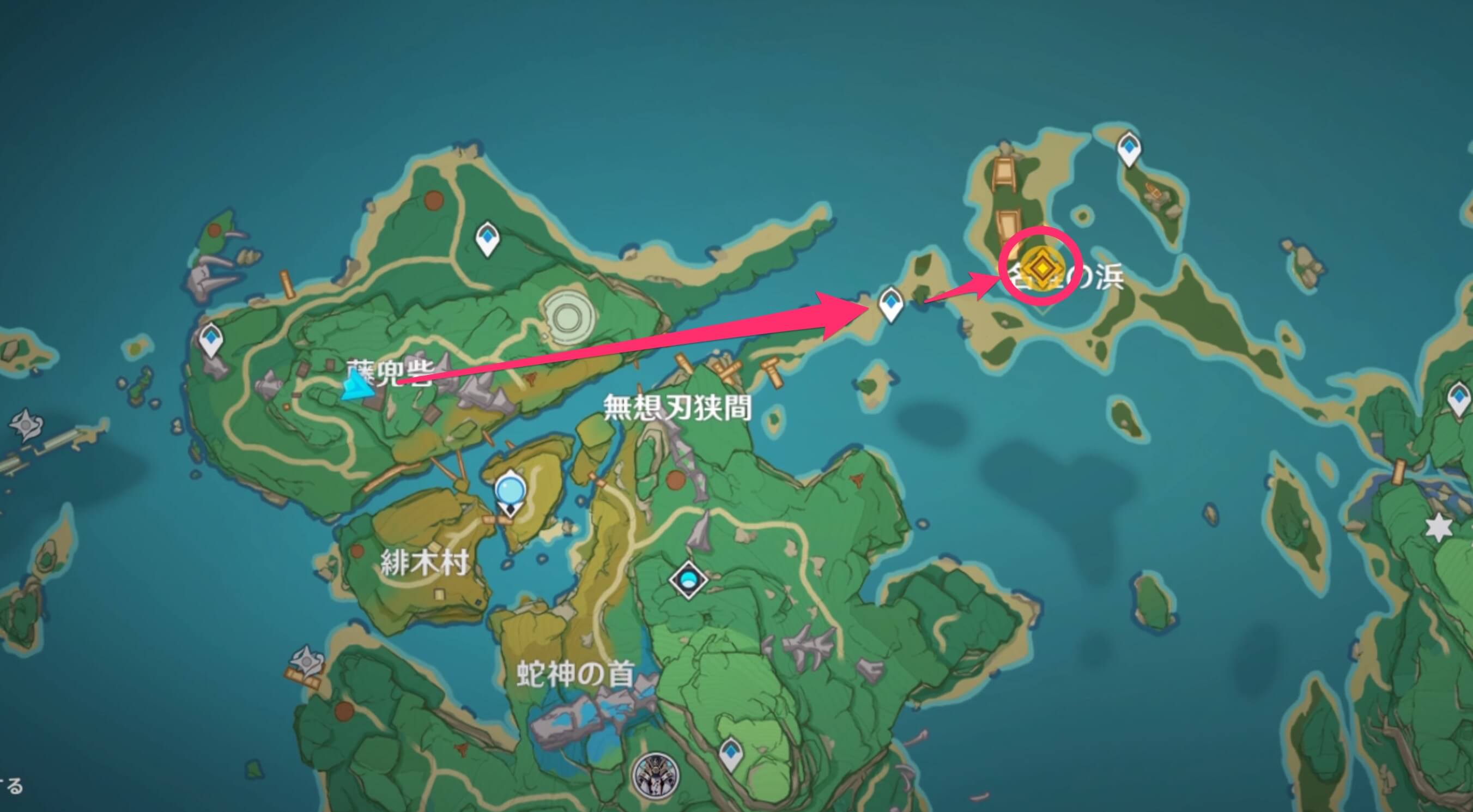 前線の名椎の浜に行く