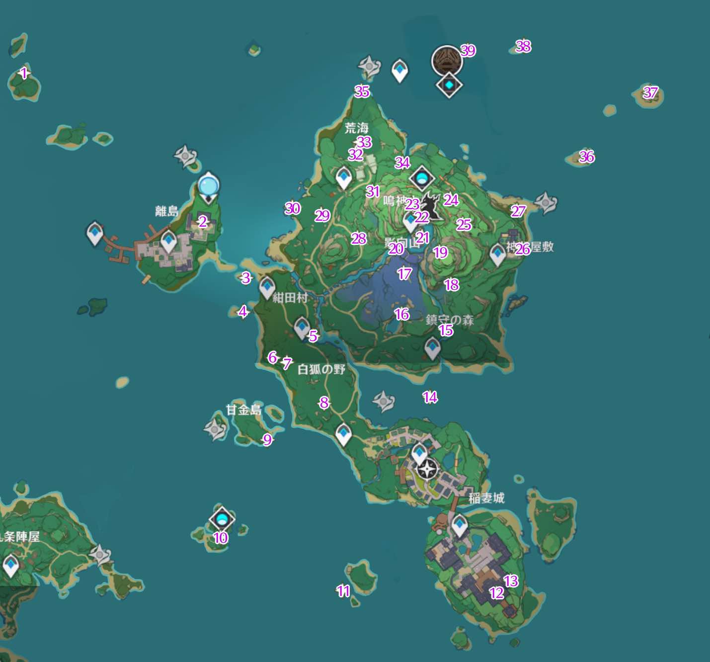 鳴神島雷神の瞳マップ