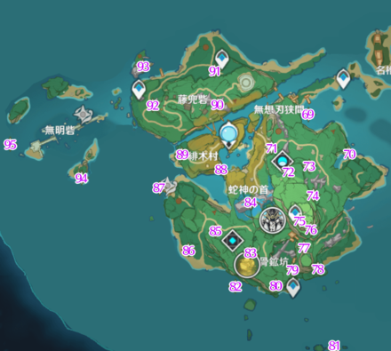 ヤシオリ島雷神の瞳マップ