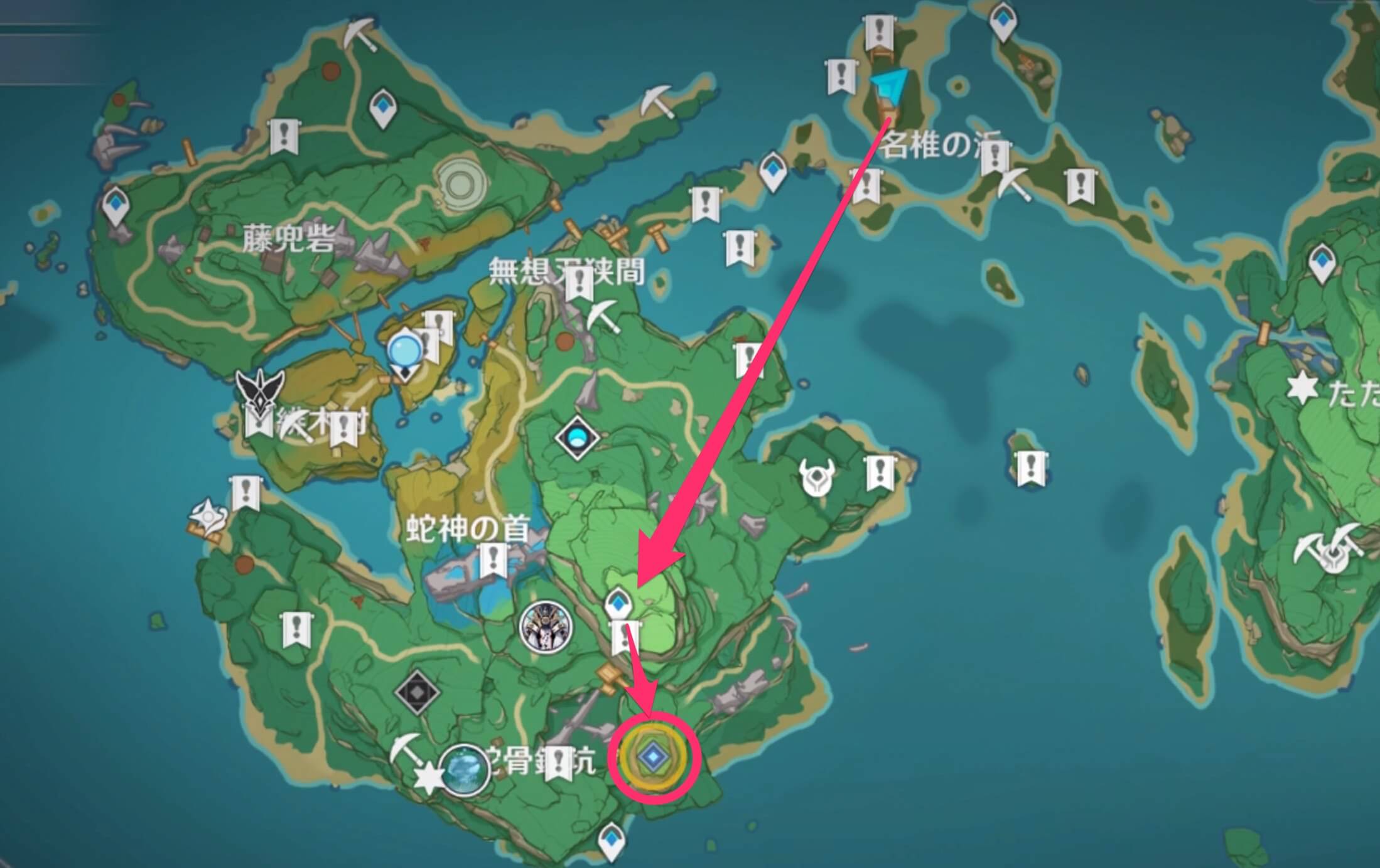 「蛇骨鉱坑」の高台