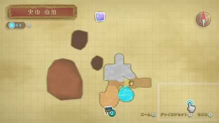 火山山頂・西のマップ