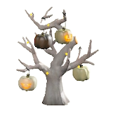 ハロウィンなツリーのモノクロの画像