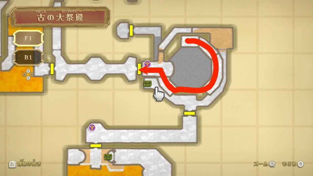 西側の扉へのルート