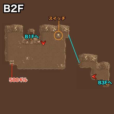 封印の洞窟B2F：ピクセルマップ