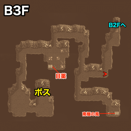 封印の洞窟B3F：ピクセルマップ