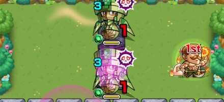 ドクロを倒すと攻撃アップバフ