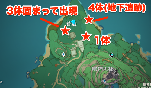 荒海の出現場所