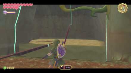 ムチを使って届かない足場を渡る