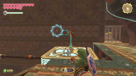 プロペラの足場に時空珠を置き、風を当てる