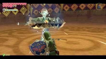 剣を振って攻撃をガードさせる