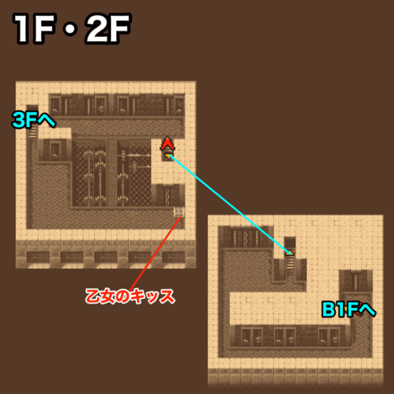 オーエンの塔1F〜2F：ピクセルマップ