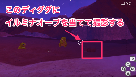 ディグダを地中から出して撮影