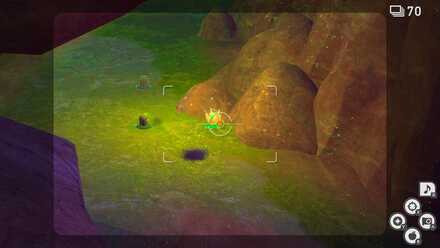 岩の橋の下にあるクリスタルフラワーを光らせる