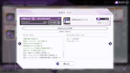 会員Rankの初回特典