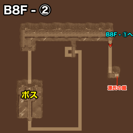 暗黒の洞窟B8F②：ピクセルマップ