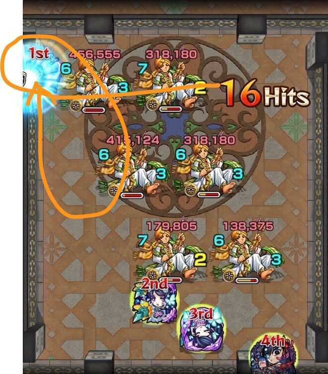 渦を描きながらキャラの中へ消える