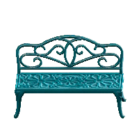 アイアンガーデンベンチのブルーの画像