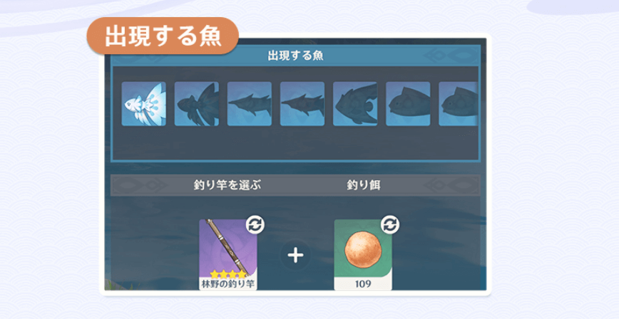 出現する魚は事前に確認可能