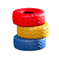 つまれたタイヤのカラフルの画像