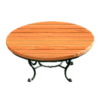 ナチュラルなガーデンテーブルのオークの画像