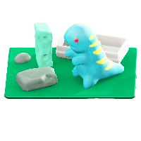 ねんどのおもちゃのカラフル恐竜の画像