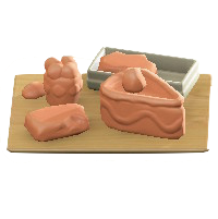 ねんどのおもちゃの陶土のケーキの画像