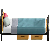 アイアンウッドベッドのブルーグレーの画像