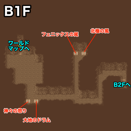 バハムートの洞窟B1F：ピクセルマップ