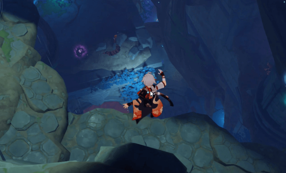 下のフロアに飛び降りる