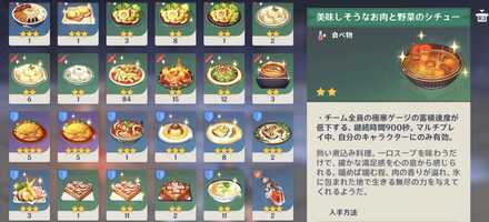 特定の料理で極寒ゲージの上昇を抑えられる