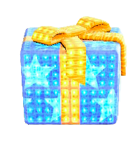 プレゼントのイルミネーションのブルー×イエローリボンの画像