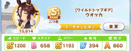 育成したウマ娘のステータスを見直す