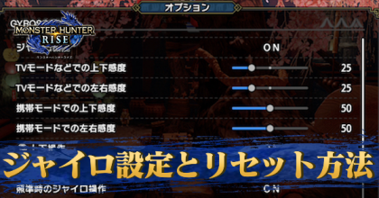 ジャイロ設定とリセット方法