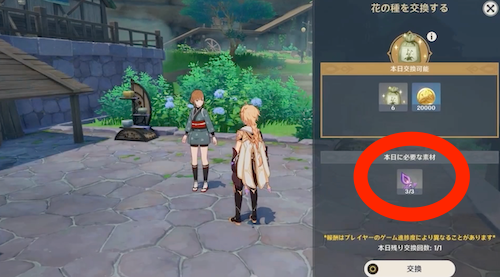 花屋が必要とする材料を毎日提供し種をもらう