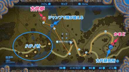 かまどまでの道のりマップ