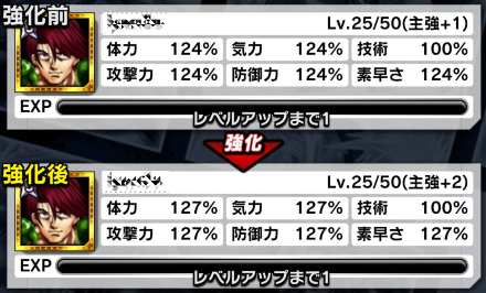 主人公強化ステータス上昇